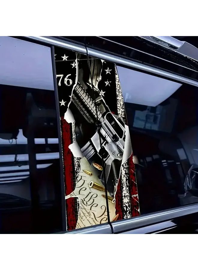 2pcs American Flag Car Decals With 1776 Rifle Design Durable Vinyl B Pillar Protector Stickers - Image 5